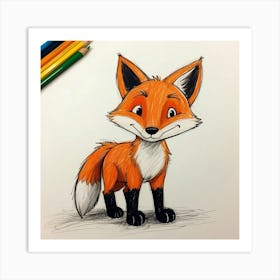 Fox Drawing 2 Art Print