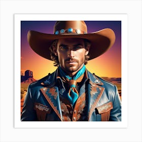 Cowboy In Hat 4 Art Print