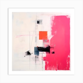 Burgundy Whispers: Abstract Bauhaus Poetry Art Print