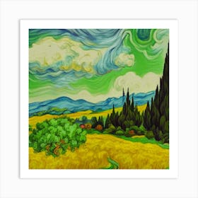 A Wheatfield With Cypresses, Vincent van Gogh Art Print