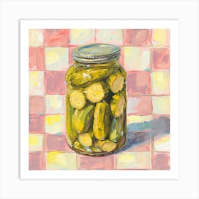 Pickles In A Jar Checkerboard Background 2 Art Print