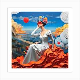 Woman Sitting On A Cloud Art Print