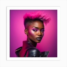 Beautiful African Woman With Pink Hair 1 Art Print