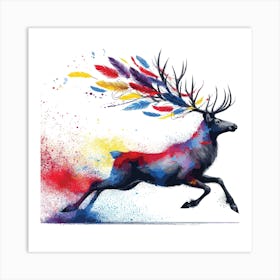 Reindeer On The Move 2 A Touch Of Abstraction Vector Style Into Raster Format Art Print