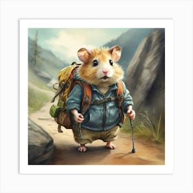 Hamster In A Backpack Art Print