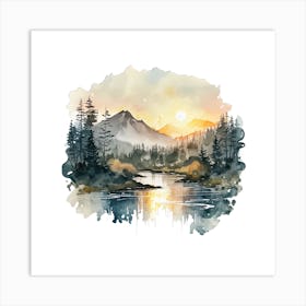 Watercolor Landscape Painting 7 Art Print