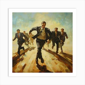 Businessmen Running Art Print