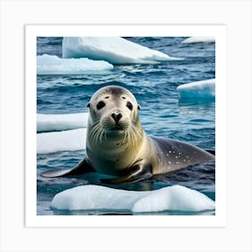 Seal On Iceberg Art Print