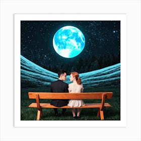 Couple Sitting On A Bench 9 Art Print