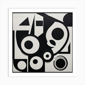 A Black And White Bold Geometric Shapes art print 3 Art Print