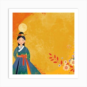 Korean Girl In Traditional Dress 2 Art Print