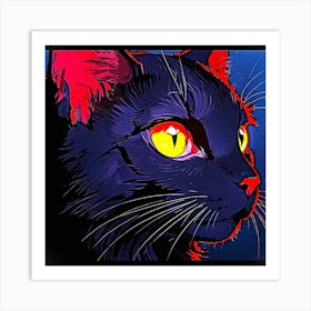 Black Cat With Red Eyes Poster