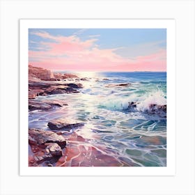 Pink Horizon: Watercolor Serenity Art Print