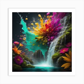 An Abstract Color Explosion 1, that bursts with vibrant hues and creates an uplifting atmosphere. Generated with AI,Art style_Waterbender,CFG Scale_3.0,Step Scale_50 Art Print