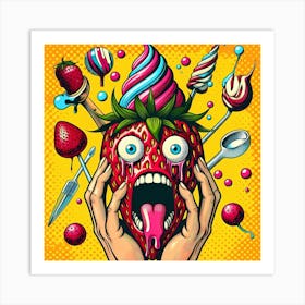 Strawberry Pop Art Art Print