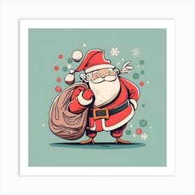 Christmas Santa Claus Minimalistic Drawing Art Print