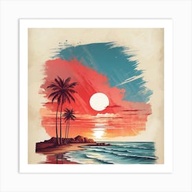 Sunset At The Beach Art Print