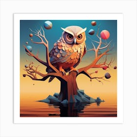 Owl In The Tree 3 Art Print