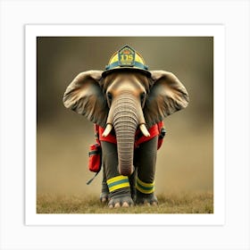 Asm Elephant Wearing Like A Fire Fighter 508026ae 04e0 494d 98ca 16deecea58c2 Art Print