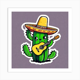 Cactus With Guitar 23 Art Print