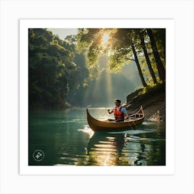 Canoeing In The River Art Print