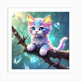 Cute Kitten With Diamonds Art Print