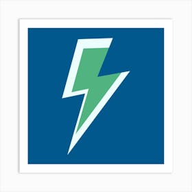 Blue and Green Lightning Bolt Art Print