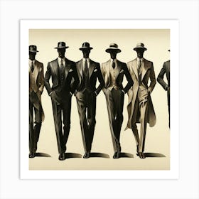 Art Deco men's Silhouettes 1 Art Print