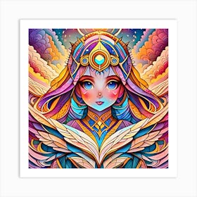 Psychedelic Girl With Wings Art Print