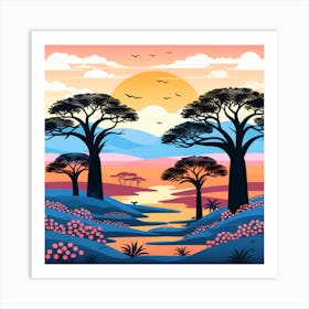 African Landscape Art Print