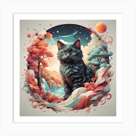 Cat In The Forest Art Print