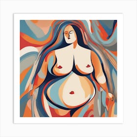 Chubby Feminine Figure  Abstract Art Print