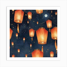 Lanterns In The Sky art print 1 Art Print