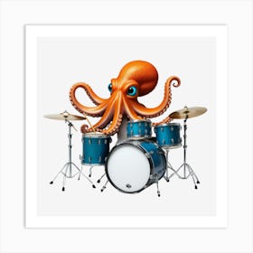 Octopus Drummer Art Print