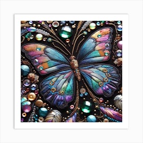 Butterfly embroidered with beads 2 Art Print