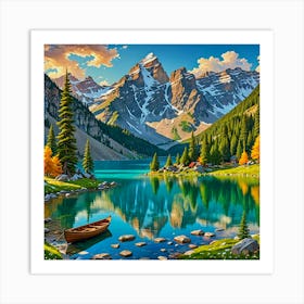 Lake By The Mountains Art Print