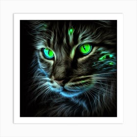 Glow In The Dark Cat Art Print
