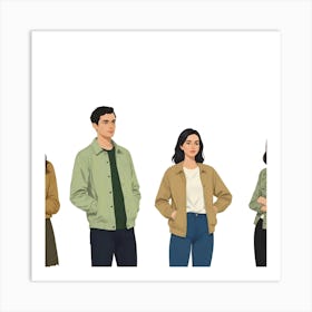 Group Of Diverse Young Adults In Casual Outfits 7 Art Print