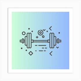 Line Icon Of Dumbbells Art Print