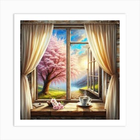 Cherry Blossom Window Art Print