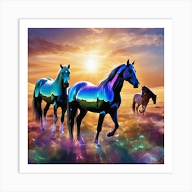 Field Landscape With Horses On It Broken Glass Effect No Background Stunning Something That Even (2) Art Print