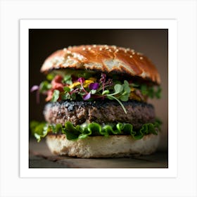Burger With Greens Art Print