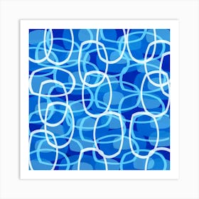 Retro Blue Abstract Pattern Art Print