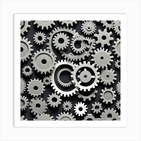 Gears On A Black Background 26 Art Print