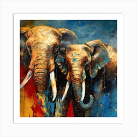 Two Elephants Art Print