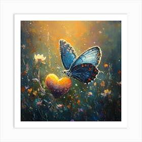 Butterfly Resting on Heart Flower 4 Art Print