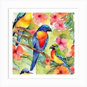 Colorful birds Art Print