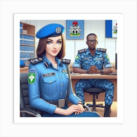 Police Officer And Police Officer Art Print