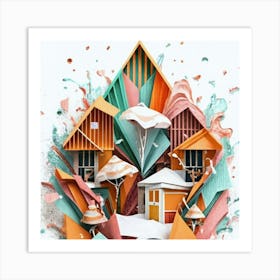 Paper Art Houses 3 Art Print