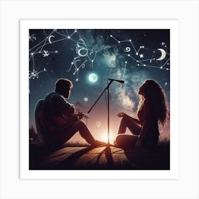 Acoustic couple under the Zodiac Art Print